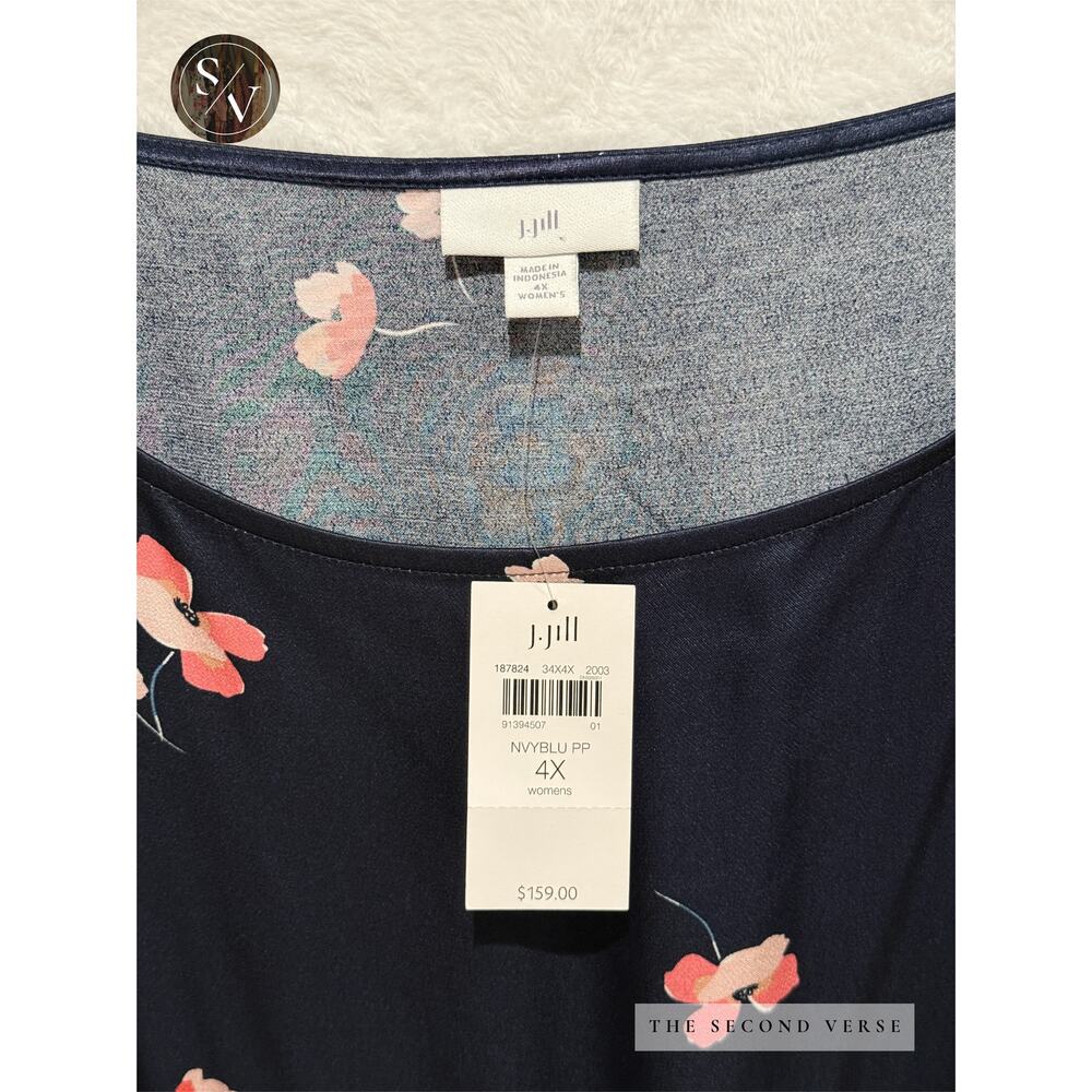 J. Jill Sleeveless Navy Floral Silky Maxi Dress Plus Size 4X - Picture 8 of 10